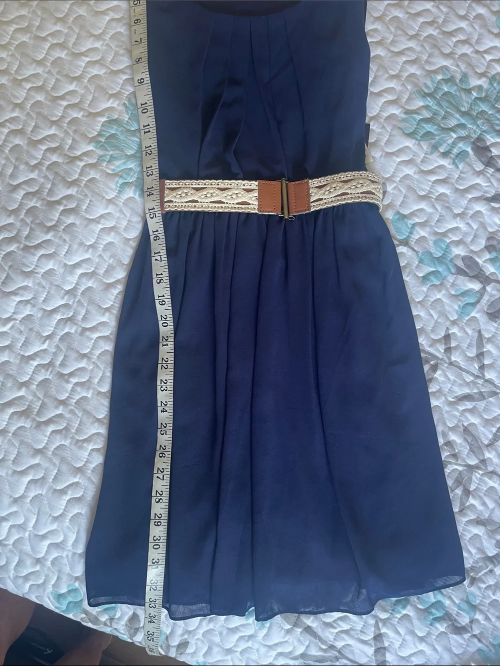By & By Navy Sleeveless Belted Dress Pleats and Elasticized Waist NWT XS Junior
